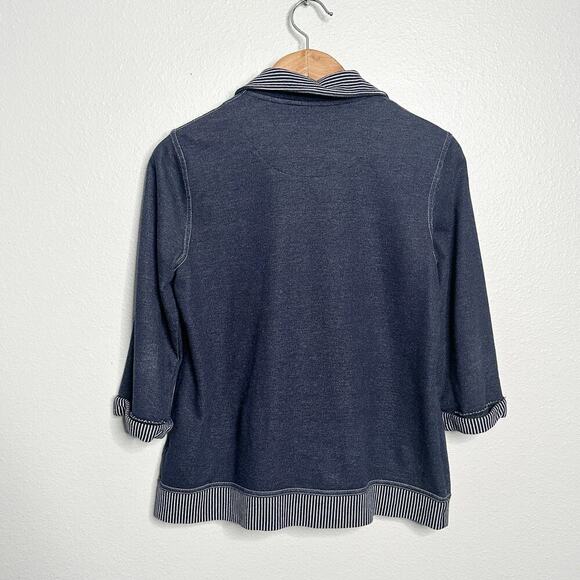 Vintage Breckenridge Nautical Knit Zip Front 3/4 Sleeve Jacket women Size Medium - Picture 8 of 11